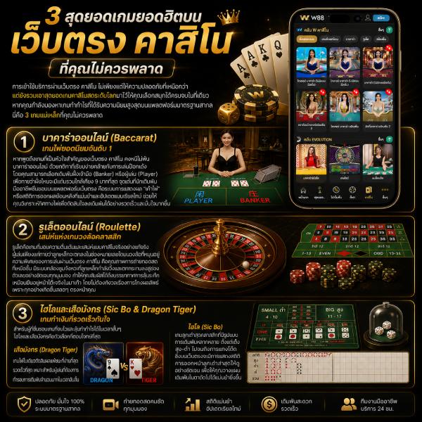 เกมฮิตบนคาสิโนออนไลน์เว็บตรง